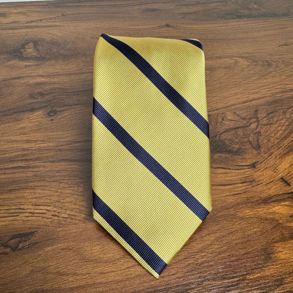 R. Bryant LTD Traditional Yellow Black Striped Mens Tie Park Avenue‎ All Silk